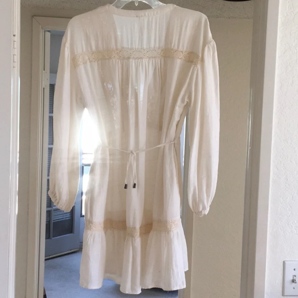 FP/CREAM-“RUGGED BEAUTY”LACE PANEL BOHO SWING DRESS